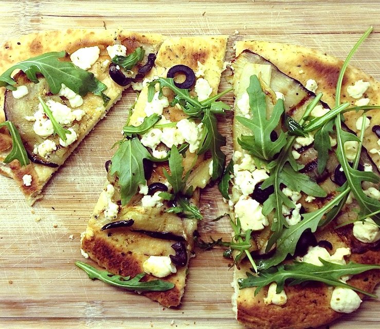 Naanpizza aubergine