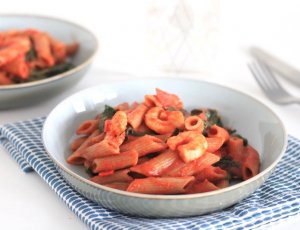 speltpasta-met-garnalen-en-spinazie - CHICKSLOVEFOOD