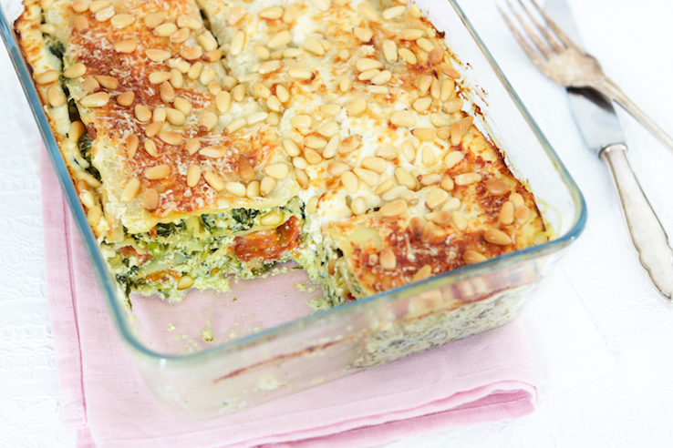 ZOMERSE LASAGNE MET DOPERWTJES EN SPINAZIE - CHICKSLOVEFOOD