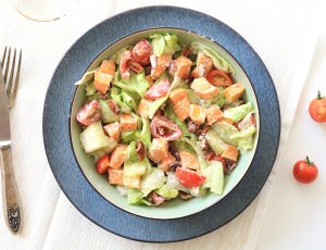 meloensalade met geroosterde zoete aardappel CHICKSLOVEFOOD