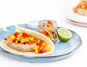 KIPBURGER MET MANGOSALSA EN WRAP - CHICKSLOVEFOOD