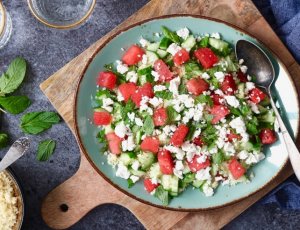 Couscousalade met watermeloen en feta