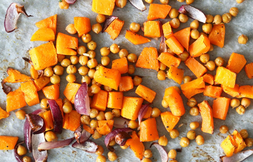 Bulgursalade met pompoen en kikkererwten