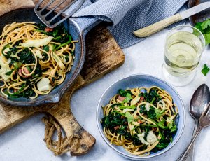 Spaghetti met brie uit de oven