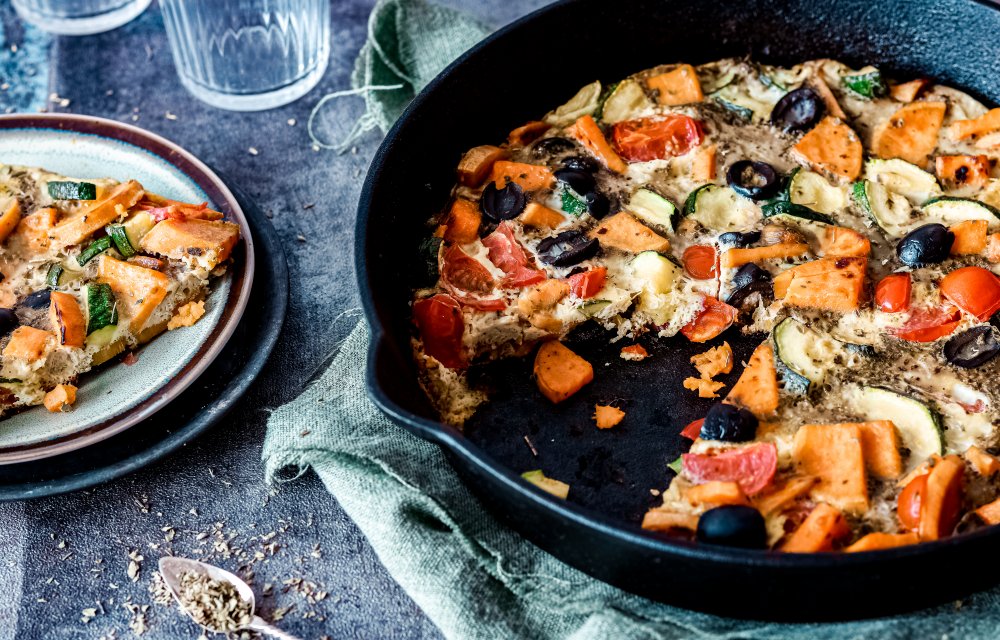 Italiaanse zoete aardappel tortilla