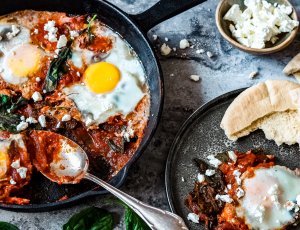 Shakshuka met spinazie