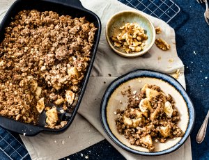 Gezonde appel-banaan crumble