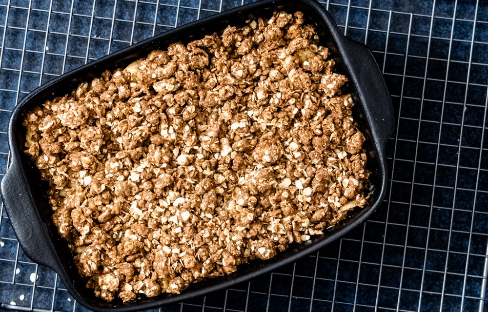 Gezonde appel-banaan crumble