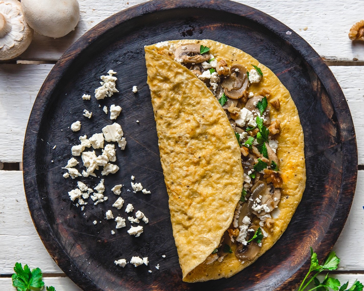 eiwraps met feta en champignons