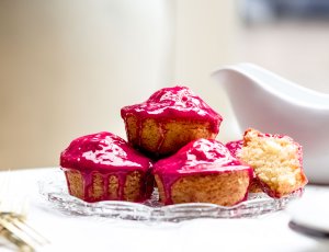 Roze koek muffins