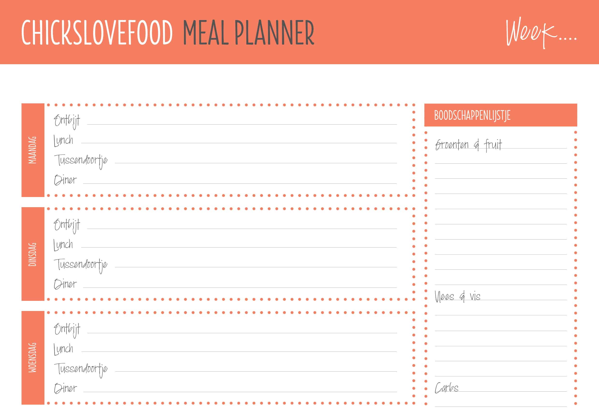 CHICKSLOVEFOOD MEAL PLANNER