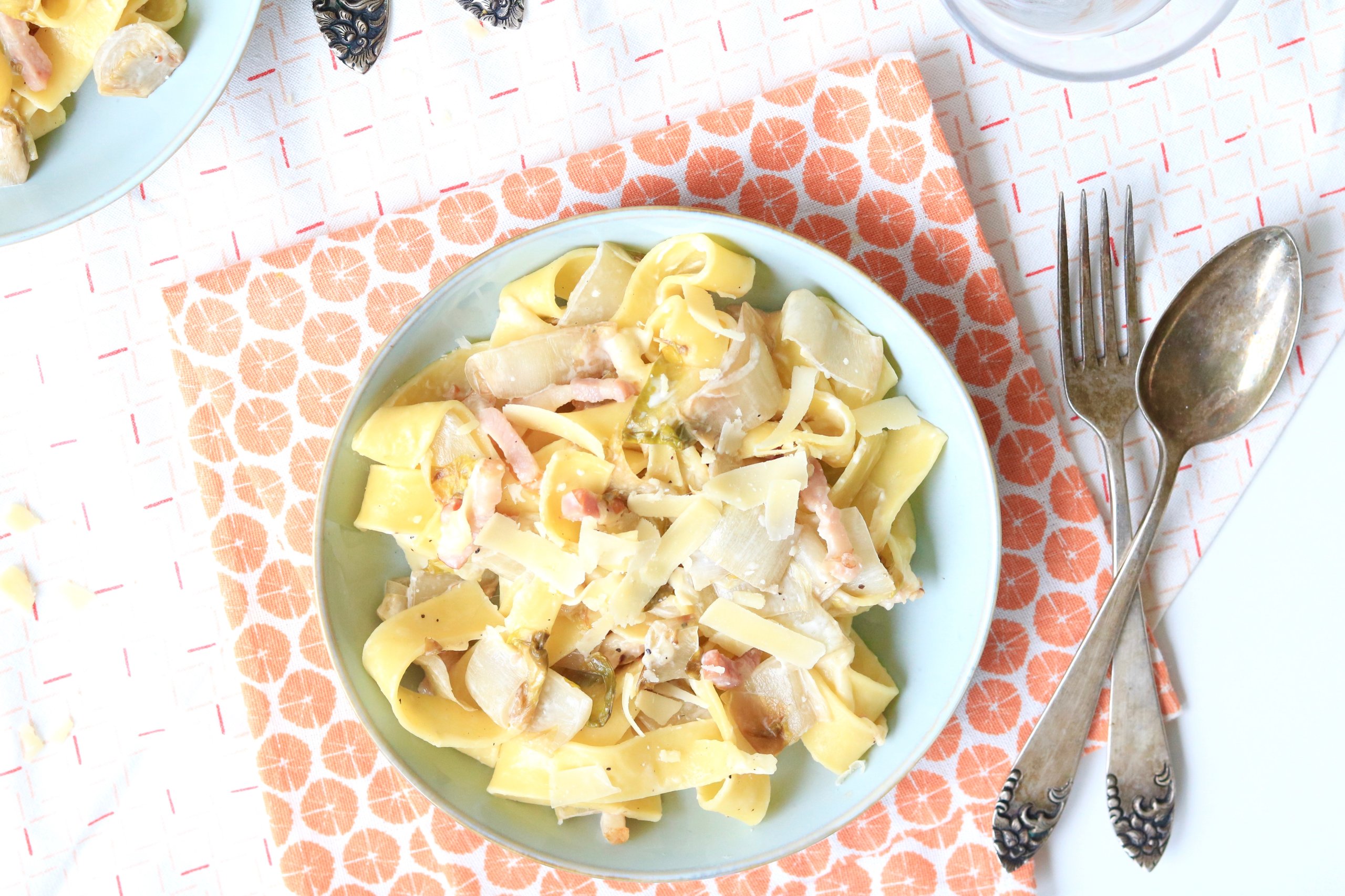 Pappardelle met witlof en spekreepjes