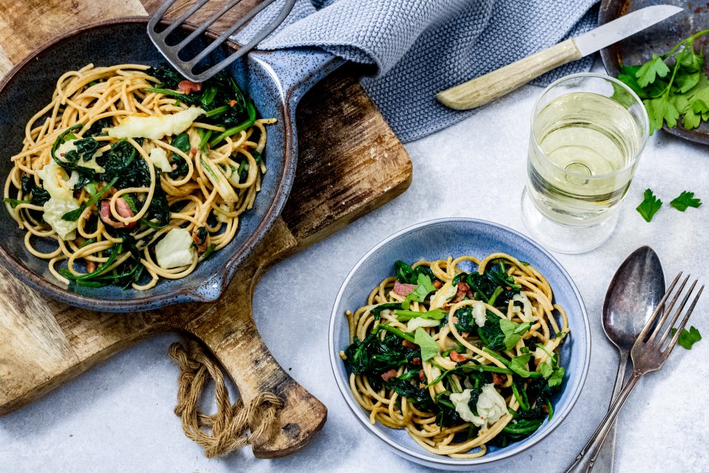 Spaghetti met brie uit de oven