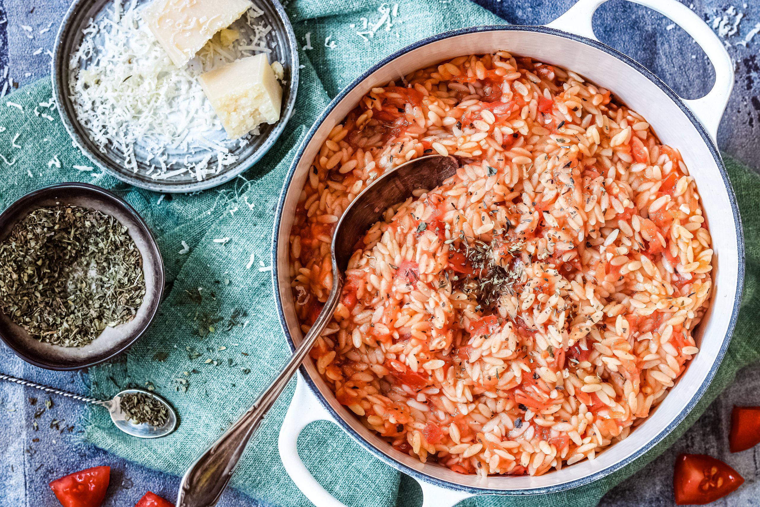 One pot orzo met tomaat