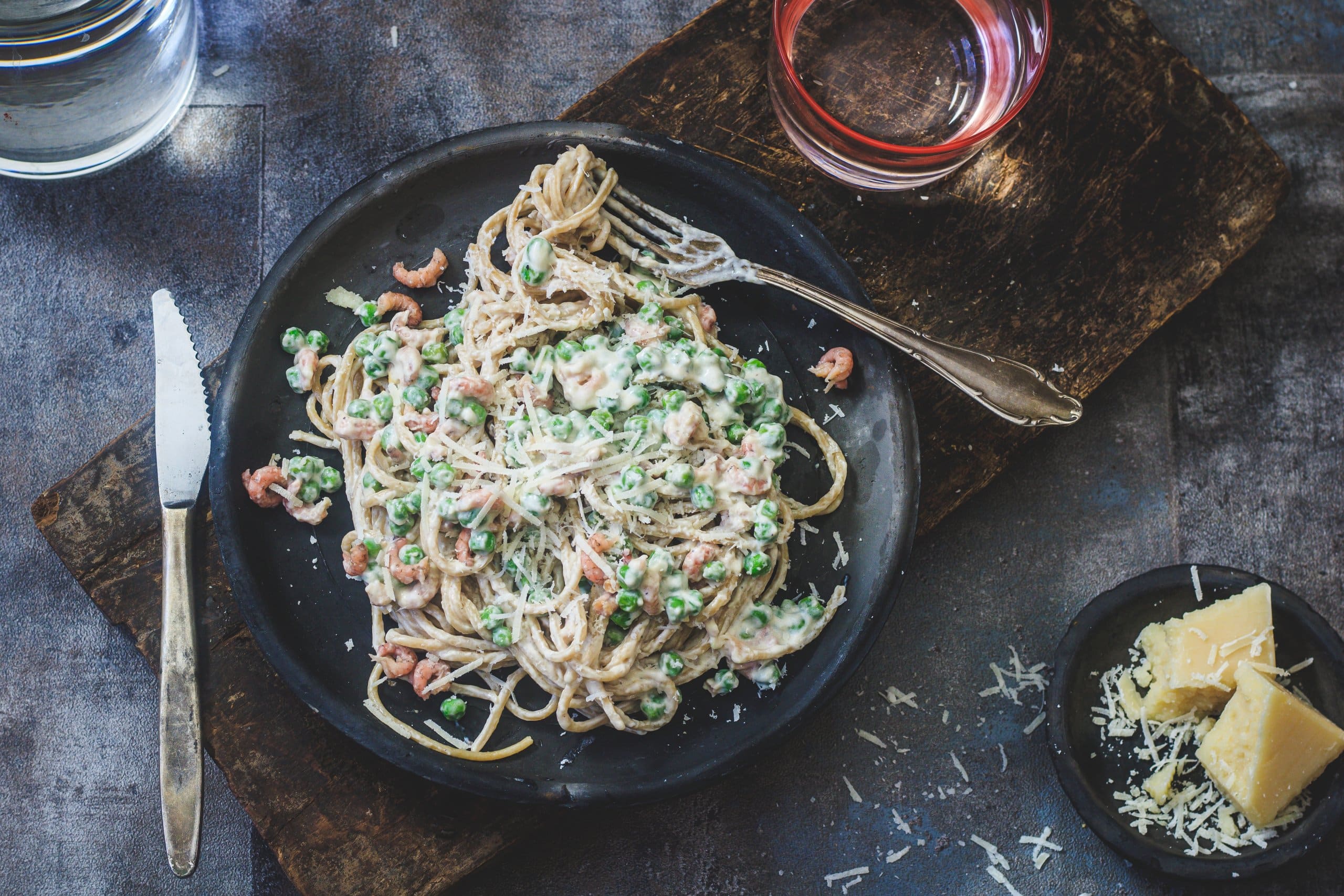 spaghetti met Hollandse garnalen