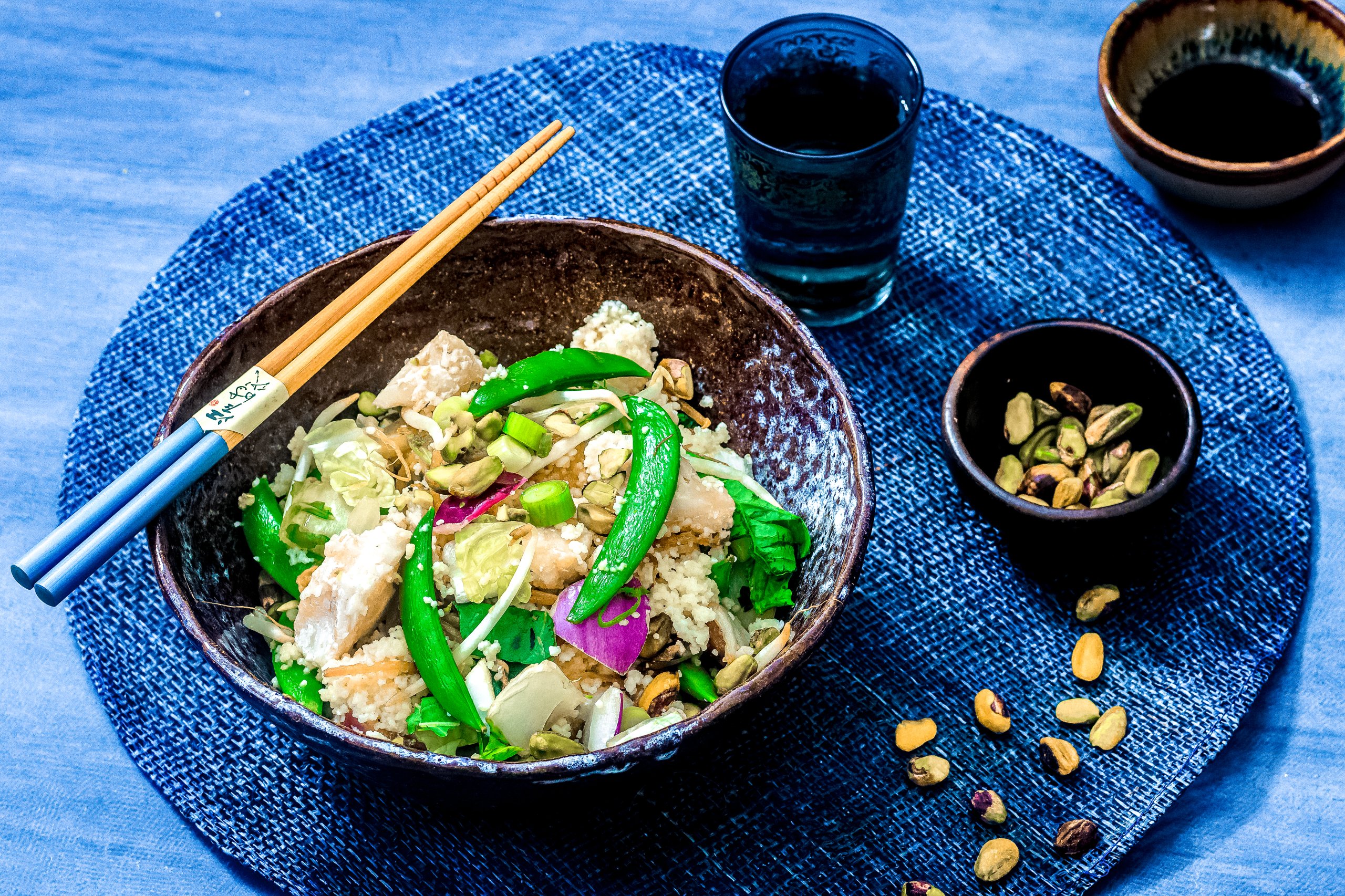 Couscous met kabeljauw en pistache