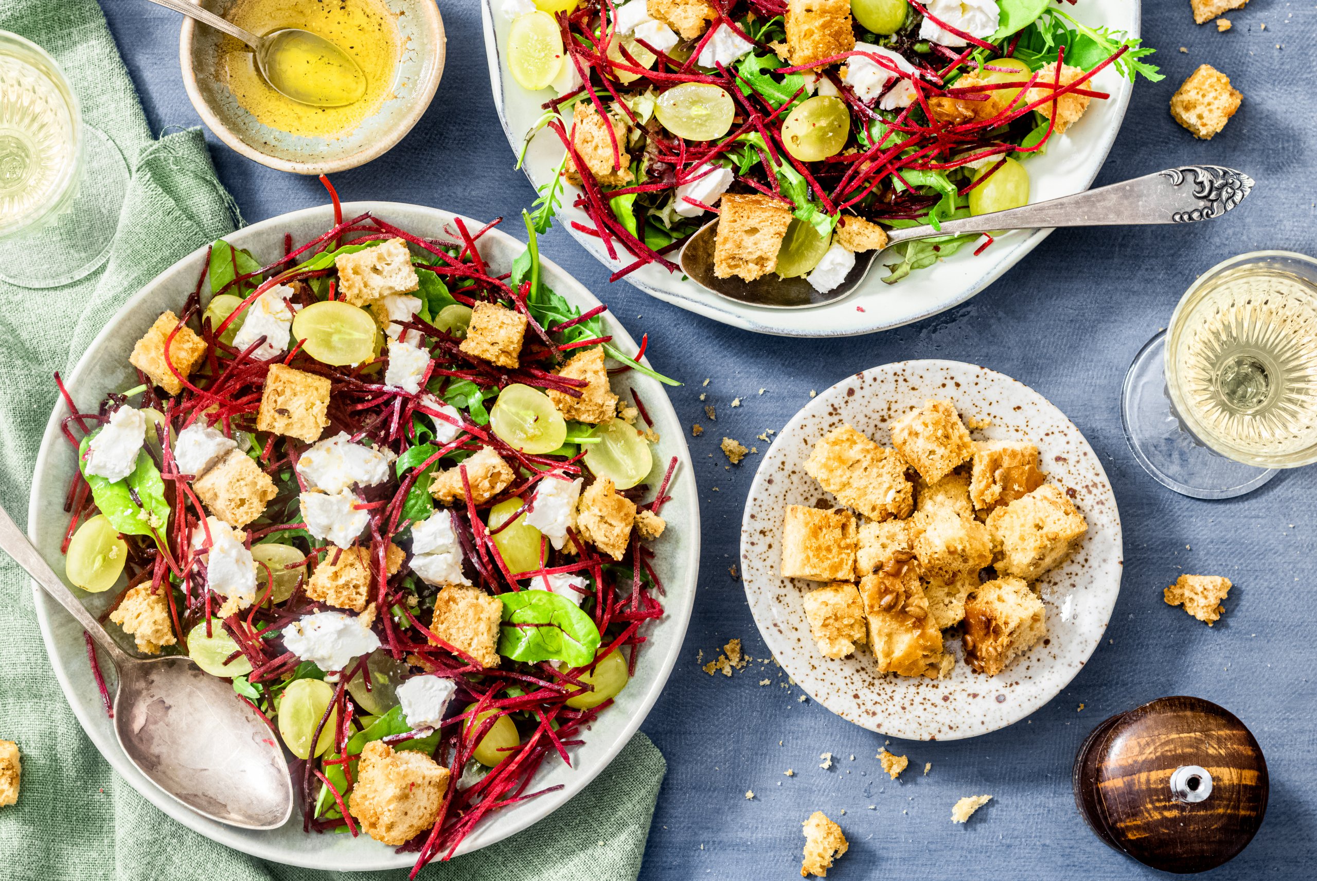 salade met druiven en geitenkaas