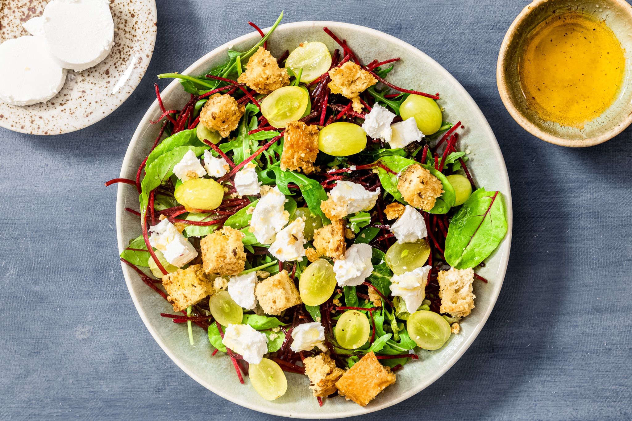 salade met druiven en geitenkaas