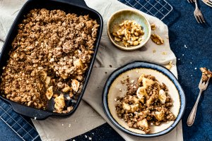 Gezonde appel-banaan crumble