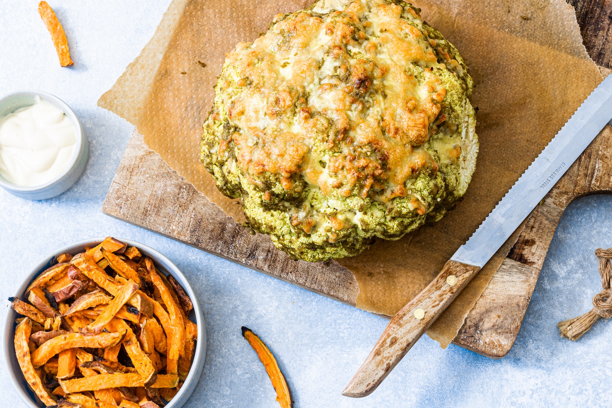 hele bloemkool uit de stoomoven