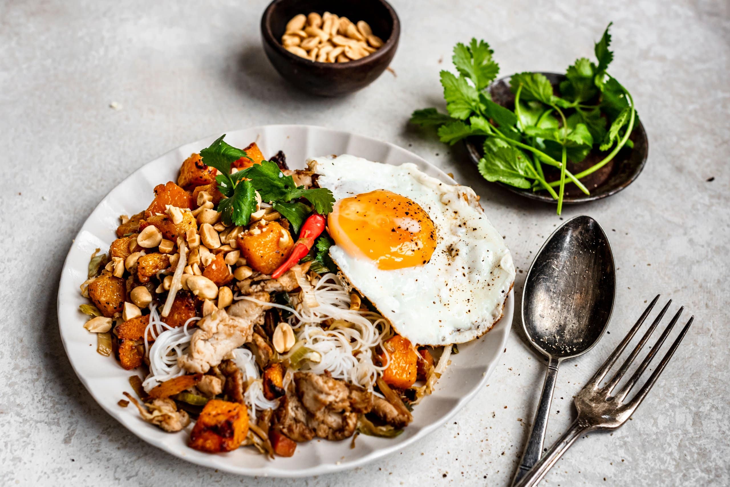 Mihoen pad tai met geroosterde pompoen