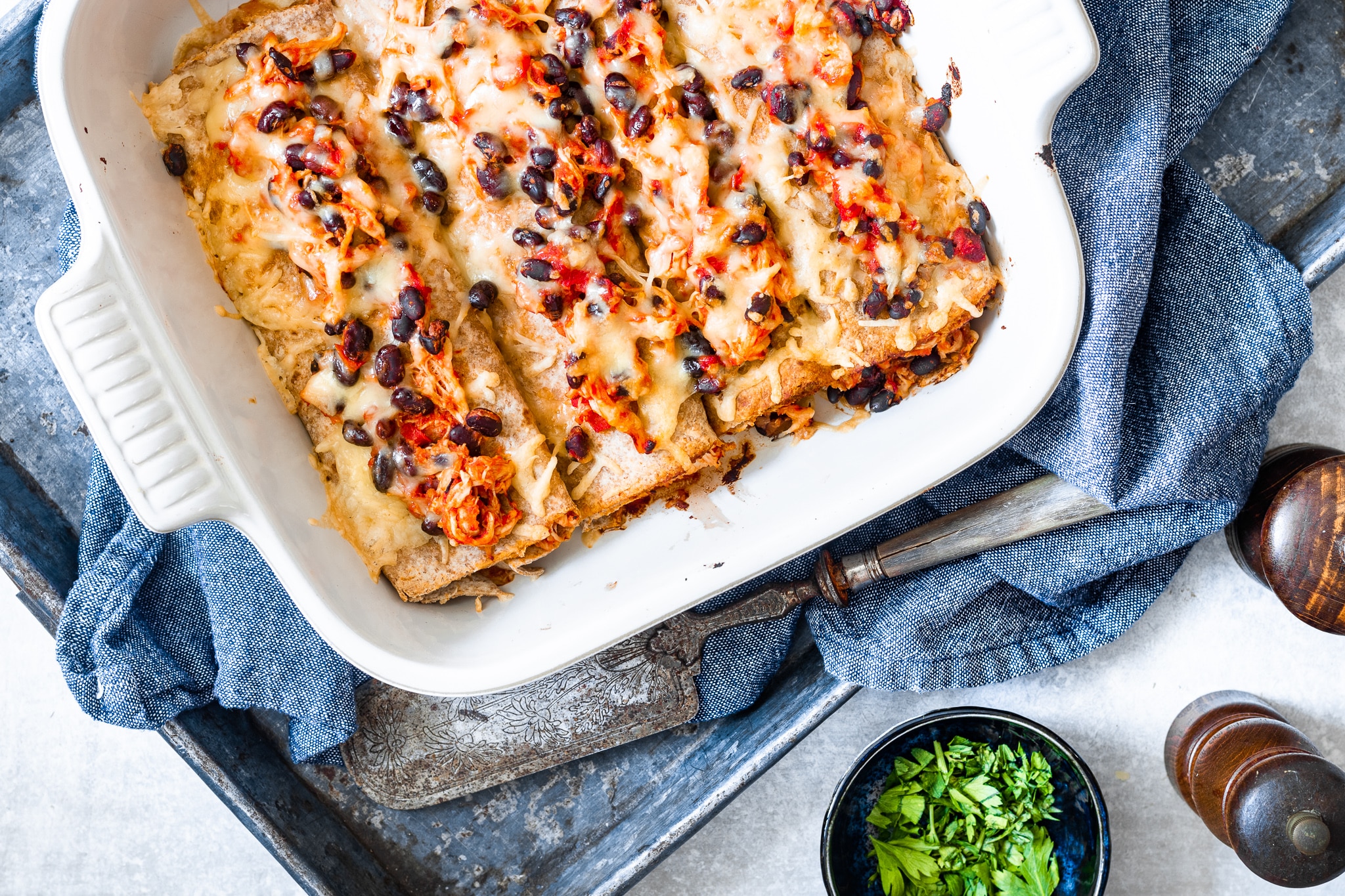 enchiladas met pulled chicken