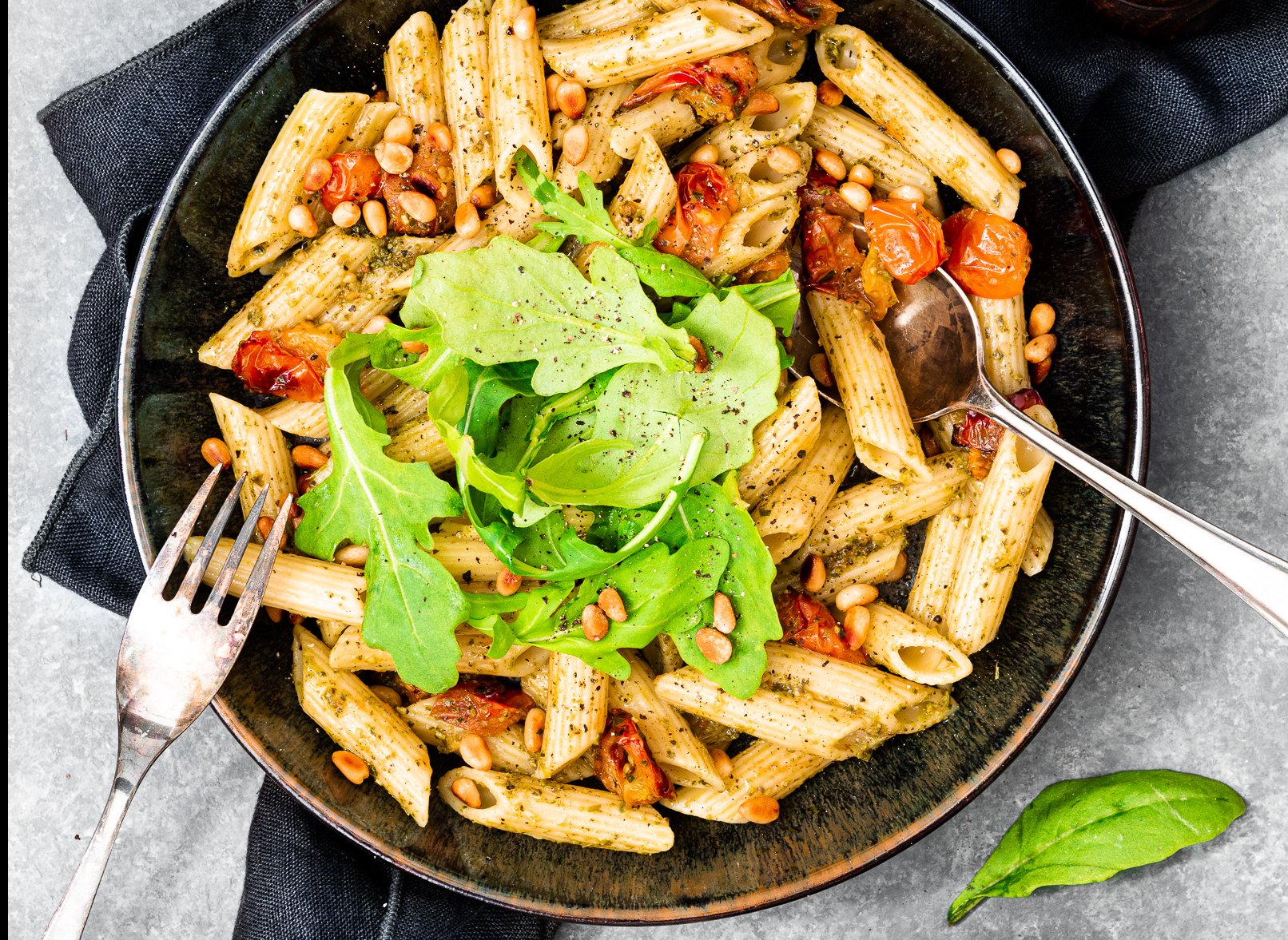 Pasta pesto met rucola