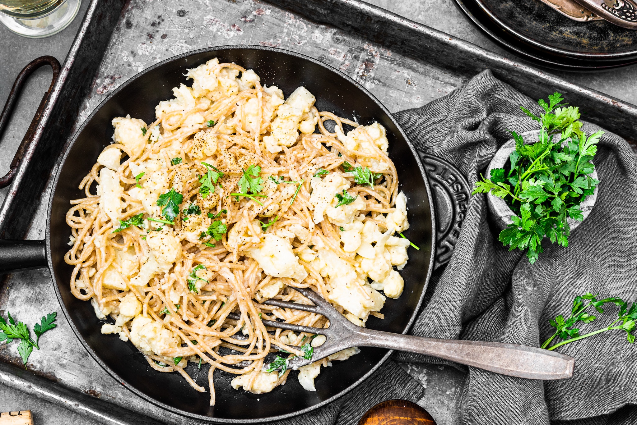 Romige pasta met bloemkool