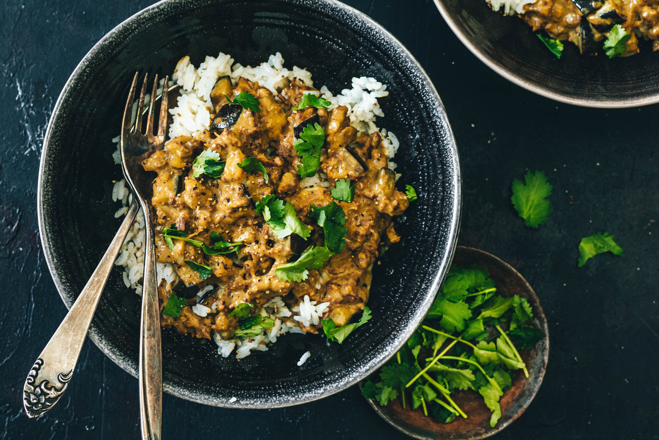 Vegan groene curry met pulled oats