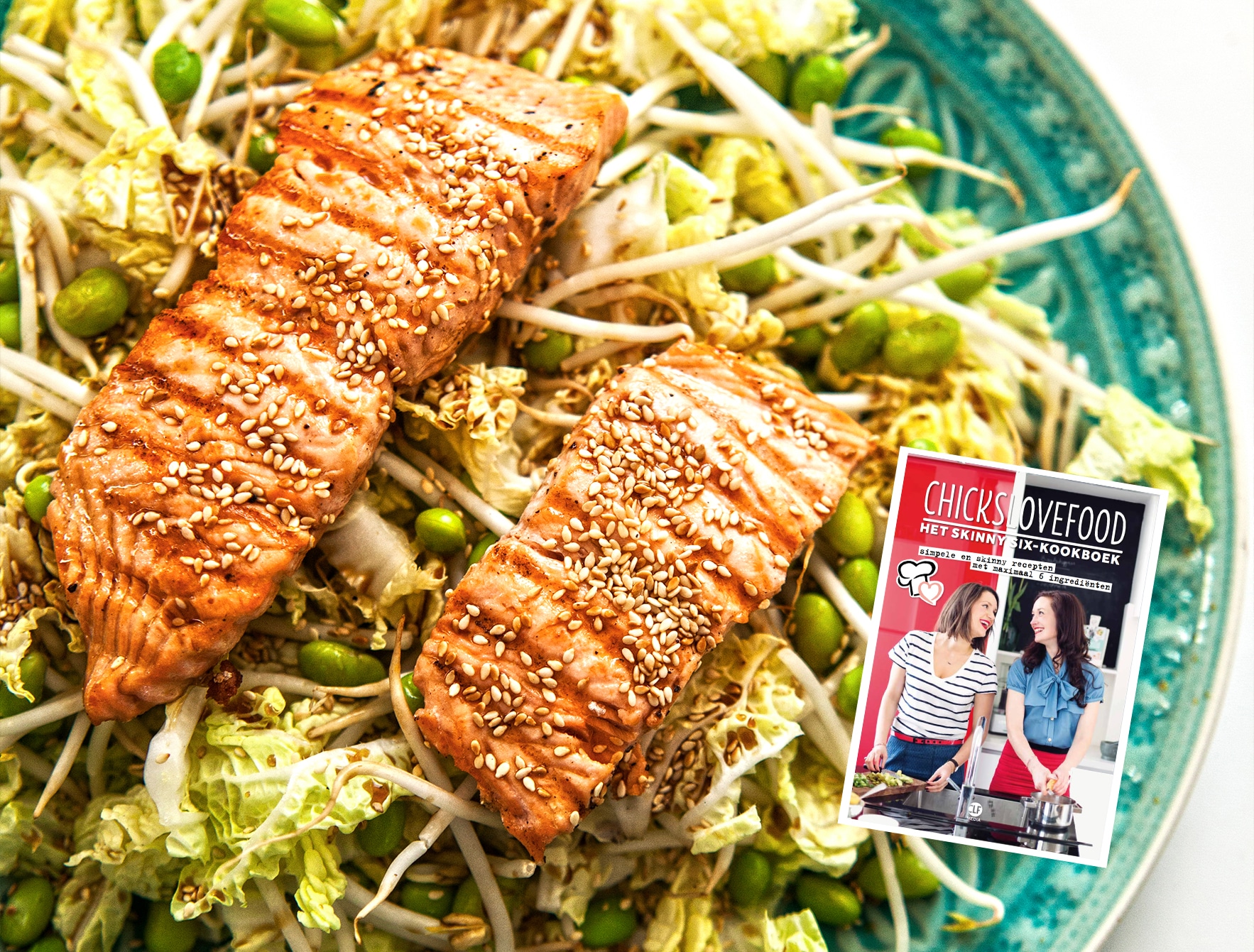 Aziatische salade met zalm uit het Skinny Six-kookboek