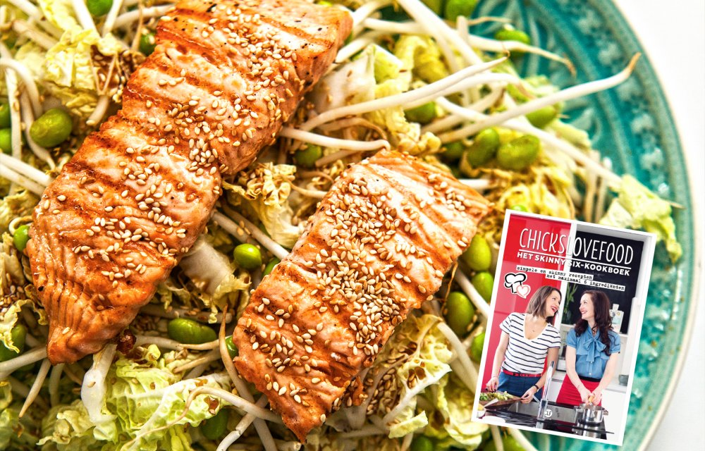 Aziatische salade met zalm uit het Skinny Six-kookboek